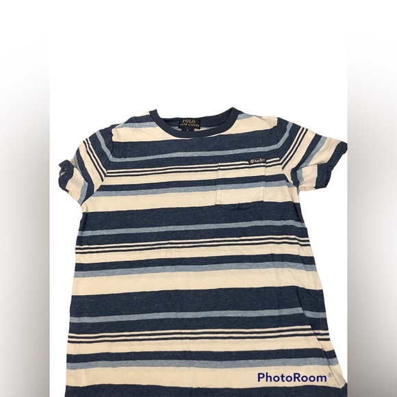 Polo Boy’s Blue and White Striped Short Sleeve Shirt| Size: 6 - Picture 1 of 4